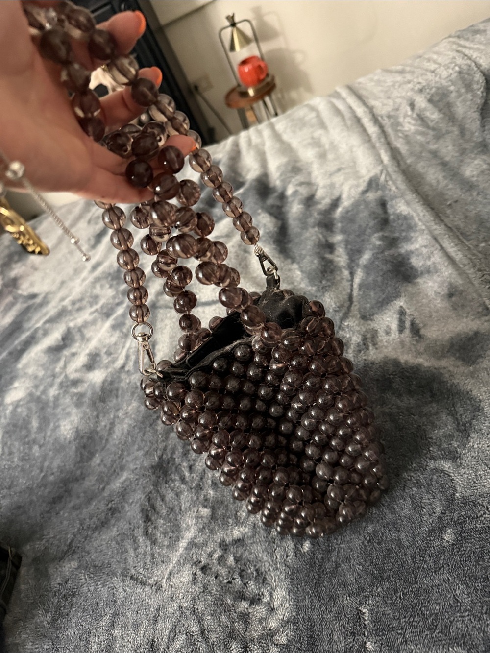 Zara Brown Beaded Mini Bucket Bag